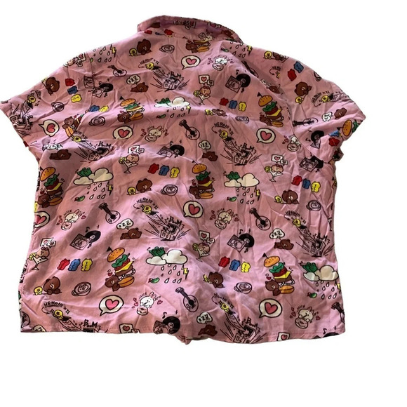 Line FRIENDS BROWN & FRIENDS Allover Print Women's Tie-Front Woven Top - Picture 3 of 6